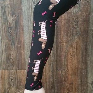 One Size Pink Dachshunds Leggings
